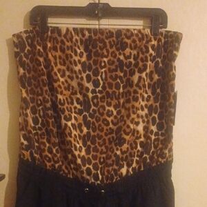 Express Brown Leopard Print Pants One Piece